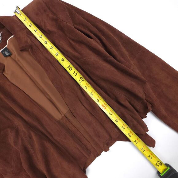 NEW White House Black Market 100% Suede Ruffle Jacket Western Boho Downtown Chic - Picture 3 of 6